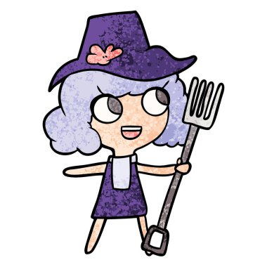 çizgi film çiftçi kız çatal ile