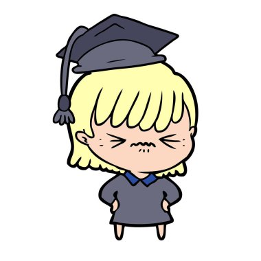 rahatsız çizgi film kız vektör çizim