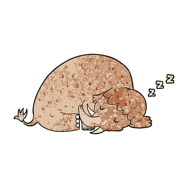 Illustrazione Vettoriale Mammut Del Fumetto Che Dorme — Vettoriale Stock