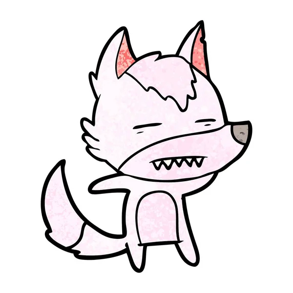 Cartoon Wolf Weergegeven Tanden — Stockvector