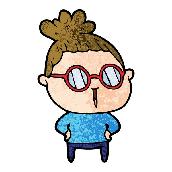 Mujer Dibujos Animados Con Gafas — Archivo Imágenes Vectoriales