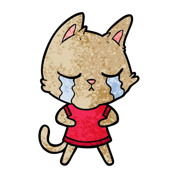 Illustration Vectorielle Chat Bande Dessinée Pleurer — Image vectorielle