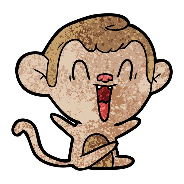 Ilustração Vetorial Desenho Animado Rindo Macaco — Vetor de Stock