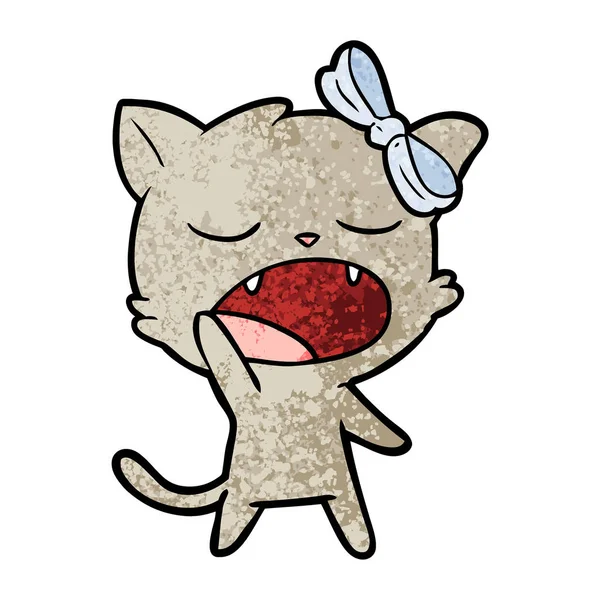 漫画あくび猫のベクトル イラスト — ストックベクタ