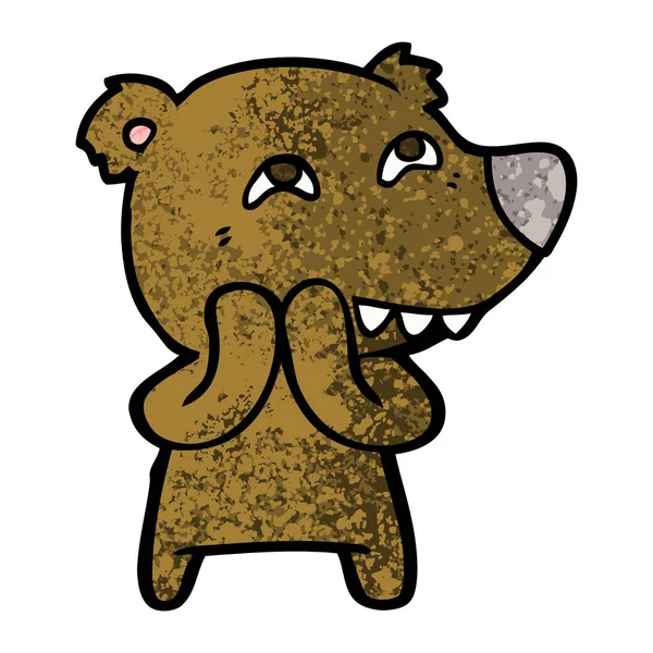 Ursul Desene Animate Arată Dinți — Vector de stoc