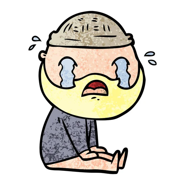 卡通胡子男子哭 — 图库矢量图片