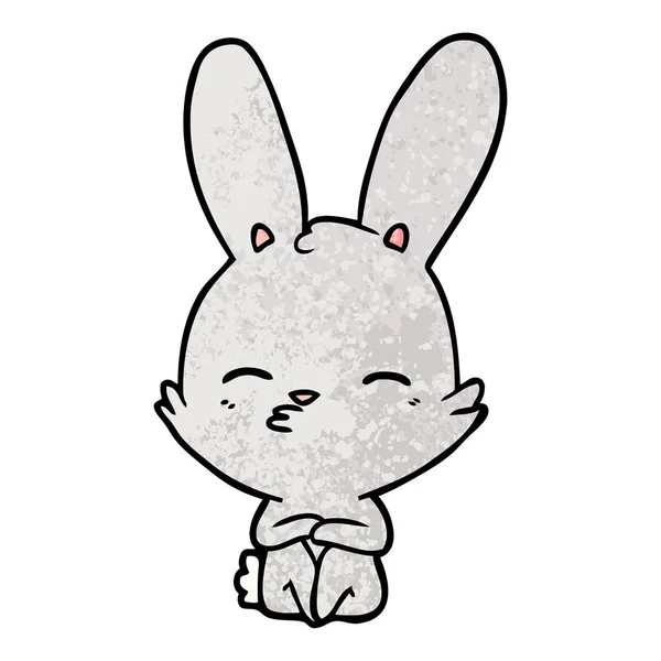 Meraklı Bunny Çizgi Vektör Çizim — Stok Vektör