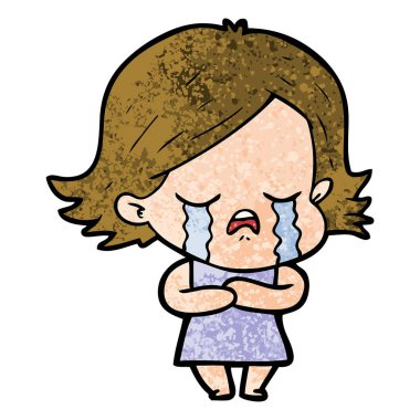 vektör çizim karikatür kız ağlıyor