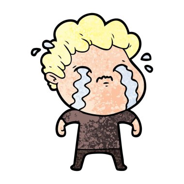 vektör çizim karikatür adam ağlıyor