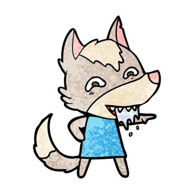 vektör çizim karikatür aç kurt