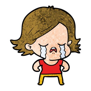 vektör çizim karikatür kız ağlıyor