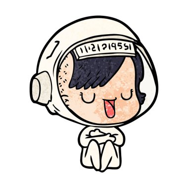 vektör çizim karikatür astronot kadın
