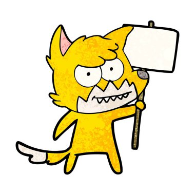 Tilki çizgi film karakteri protesto işareti ile