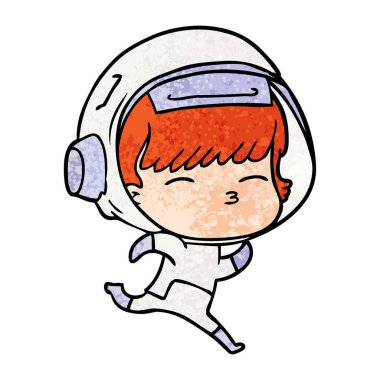 vektör çizim karikatür astronot çalıştıran