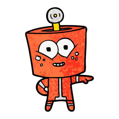 mutlu karikatür robot vektör çizim