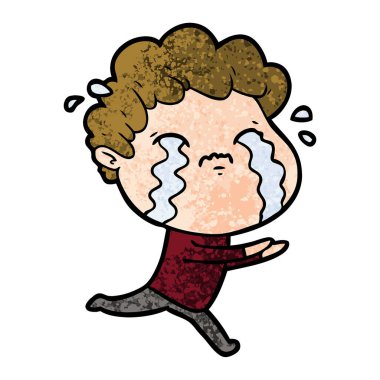 vektör çizim karikatür adam ağlıyor