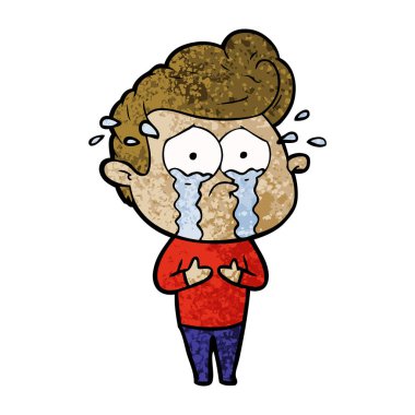 adam ağlıyor çizgi film vektör çizim