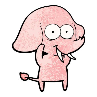 mutlu çizgi film fil vektör çizim