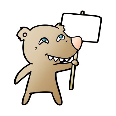 çizgi film chraracter protesto işareti ile ayı