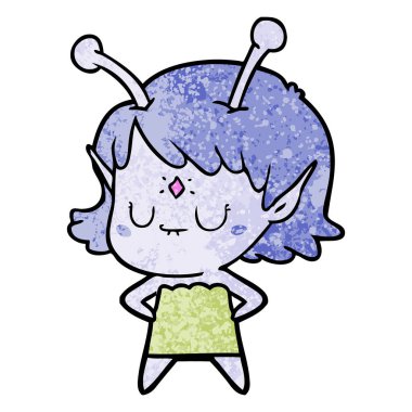 vektör çizim karikatür uzaylı kız