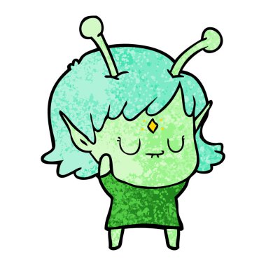 vektör çizim karikatür uzaylı kız