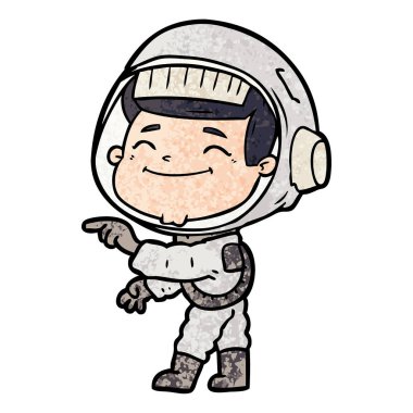 mutlu karikatür astronot vektör çizim