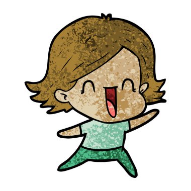 vektör çizim karikatür mutlu kadın