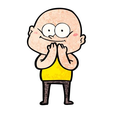 karikatür kel adam bakıyor