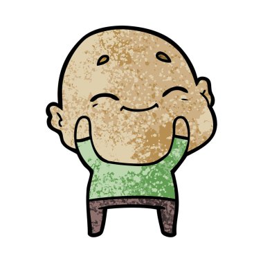 karikatür mutlu kel adam