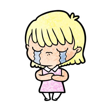 vektör çizim karikatür kadının ağladığını