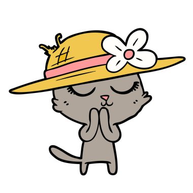 Sakin karikatür kedi vektör çizim