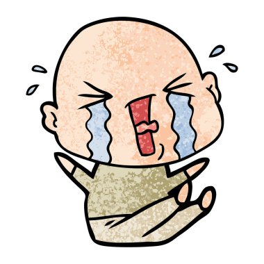 çizgi film ağlayan kel adam