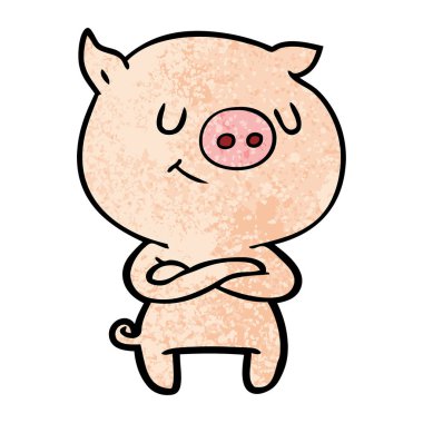 mutlu karikatür domuz vektör çizim
