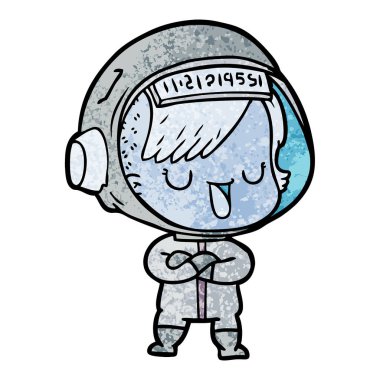 vektör çizim karikatür astronot kadın