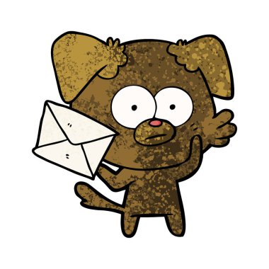 mektup ile gergin köpek karikatür