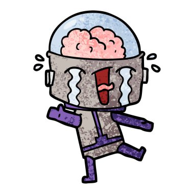 vektör çizim robot ağlıyor çizgi film