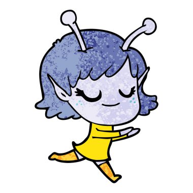 gülümseyen uzaylı kız çizgi film