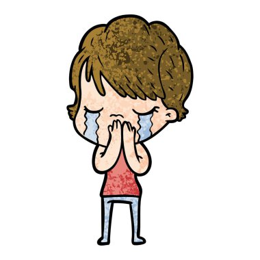 vektör çizim karikatür kadının ağladığını