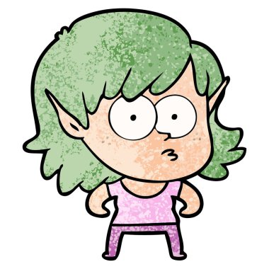 vektör çizim karikatür elf kızı