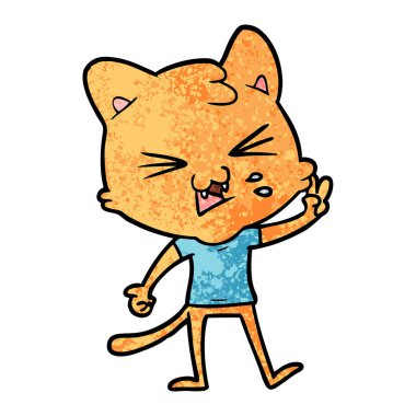 vektör çizim karikatür kedi tıslama