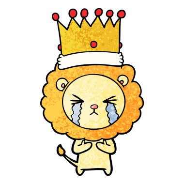 vektör çizim aslan ağlıyor çizgi film