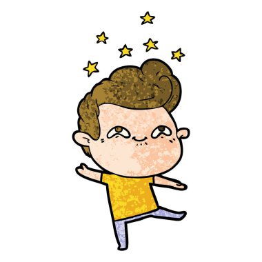 vektör çizim karikatür dostum heyecanlı