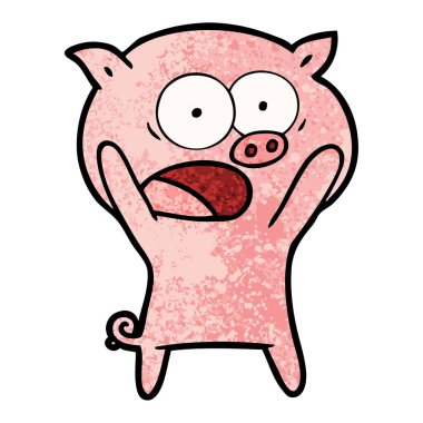 vektör çizim karikatür domuz bağırarak