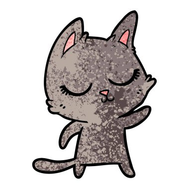 Sakin karikatür kedi vektör çizim