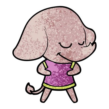 vektör çizim karikatür fil gülümseyen