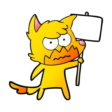 Tilki çizgi film karakteri protesto işareti ile