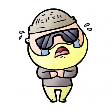 sakallı adam giyen güneş gözlüğü ağlıyor çizgi film