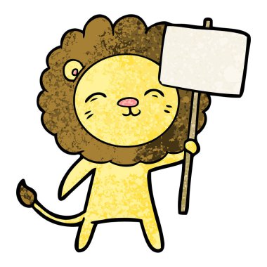 çizgi film aslan protesto işareti ile