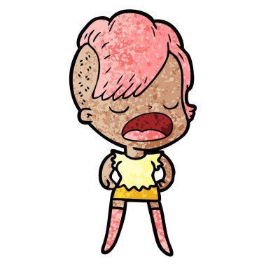 konuşuyor karikatür serin hippi kız