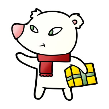 Kutup ayısı Noel mevcut karikatür ile